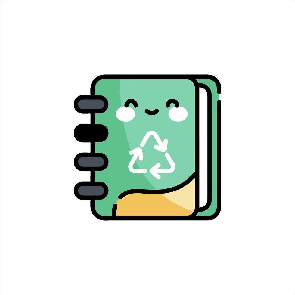A notebook with a recycling symbol on it vector