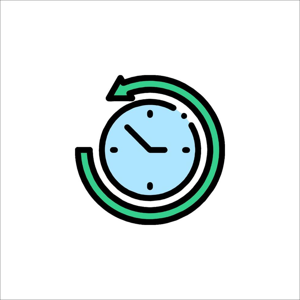 A clock icon with a green arrow pointing to it vector