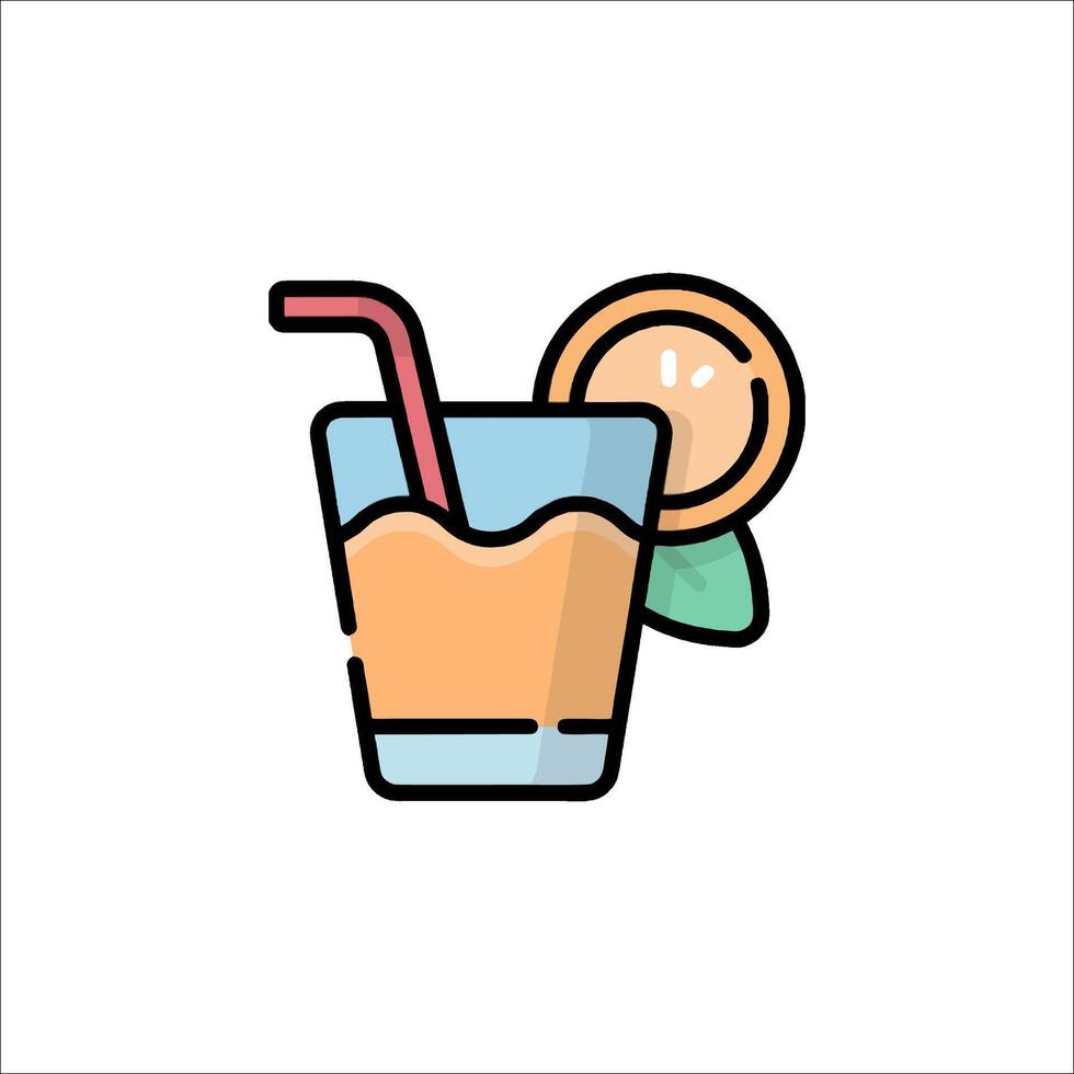 A drink with an orange slice and straw vector