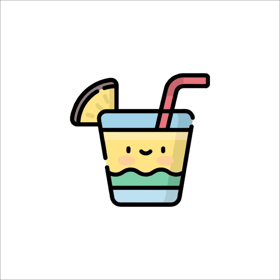 A cartoon drink with a straw and a pineapple vector