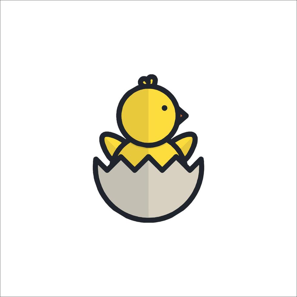 A yellow chick in an egg shell icon vector