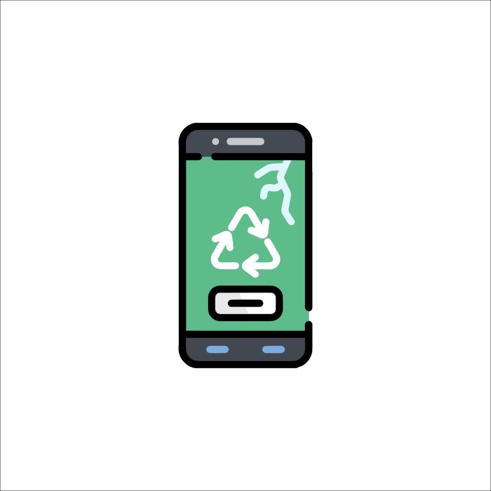 A smartphone with a recycling symbol on it vector