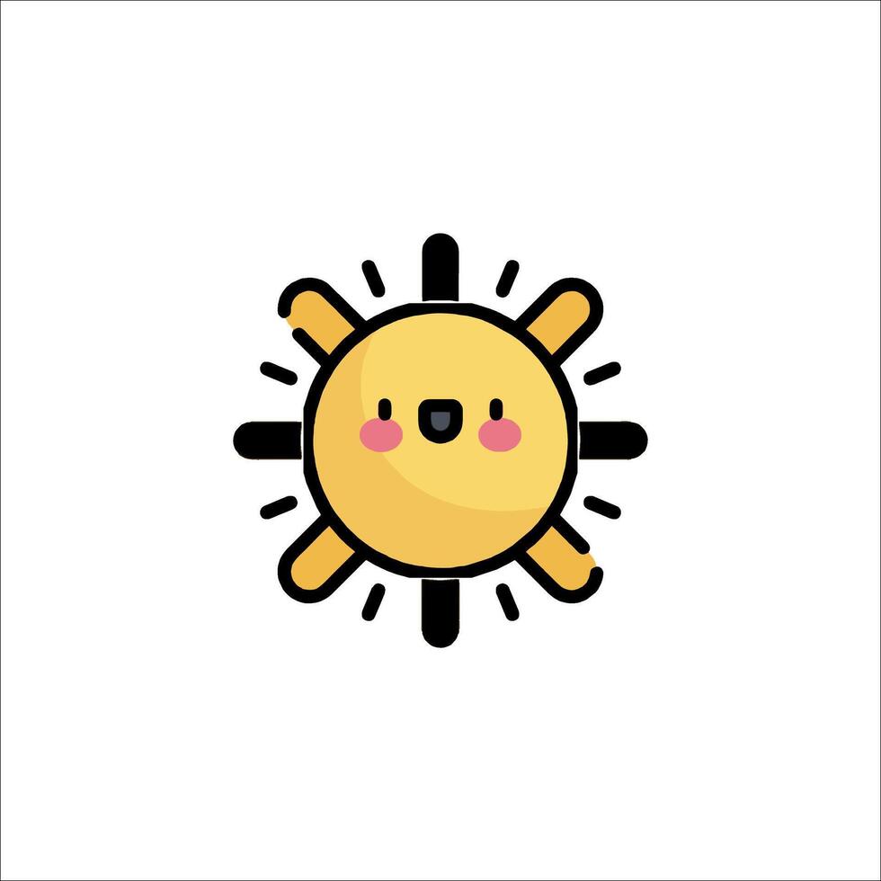 A cute sun icon with a smile vector