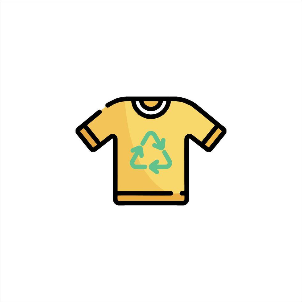 A yellow t - shirt with a recycling symbol on it vector