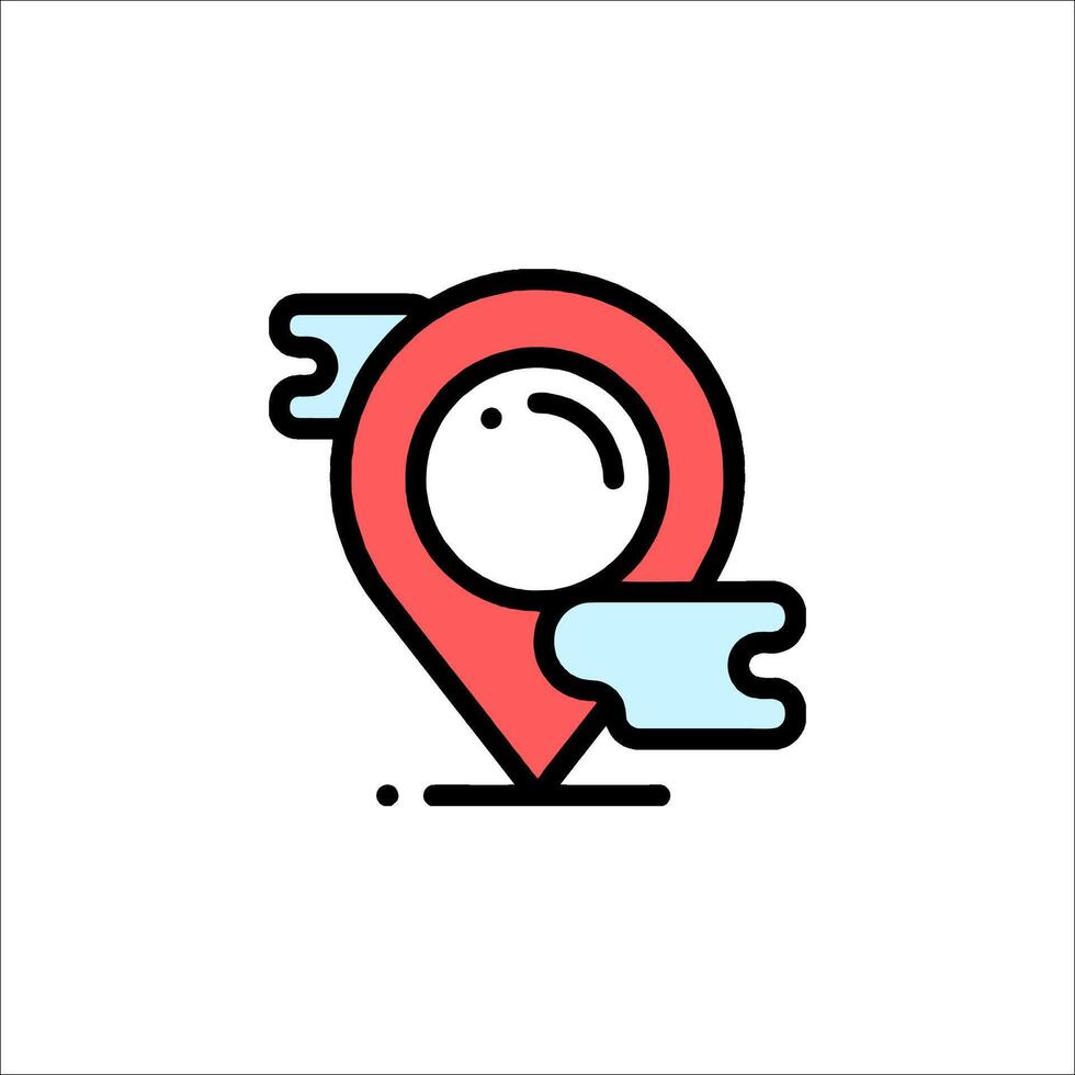 A location marker icon with a red and blue color vector
