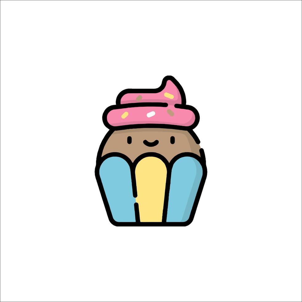 A cute cupcake with a pink top and blue bottom vector