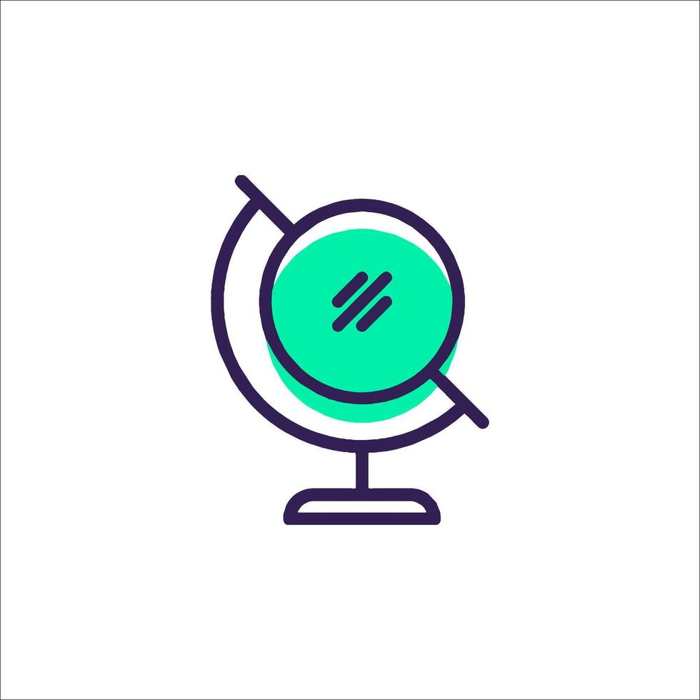 A globe icon with a line drawing of a globe vector