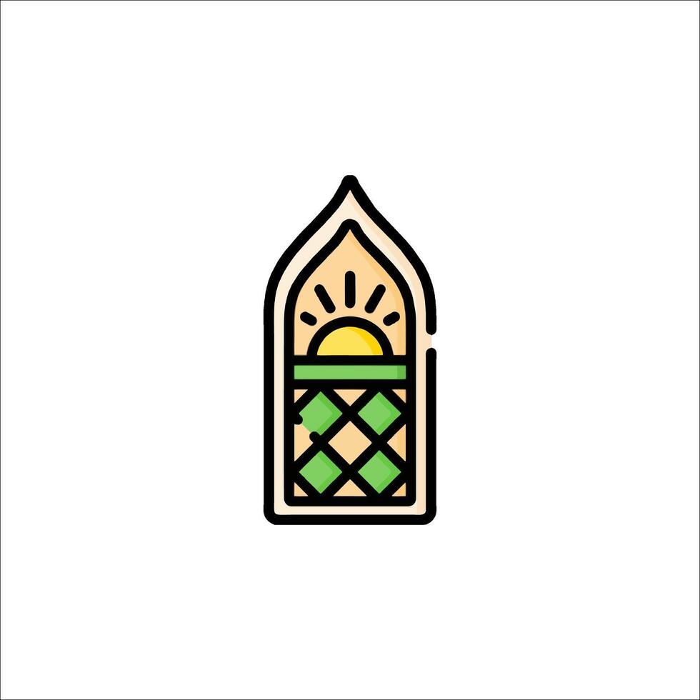 A small icon of a window with a sun in the middle vector