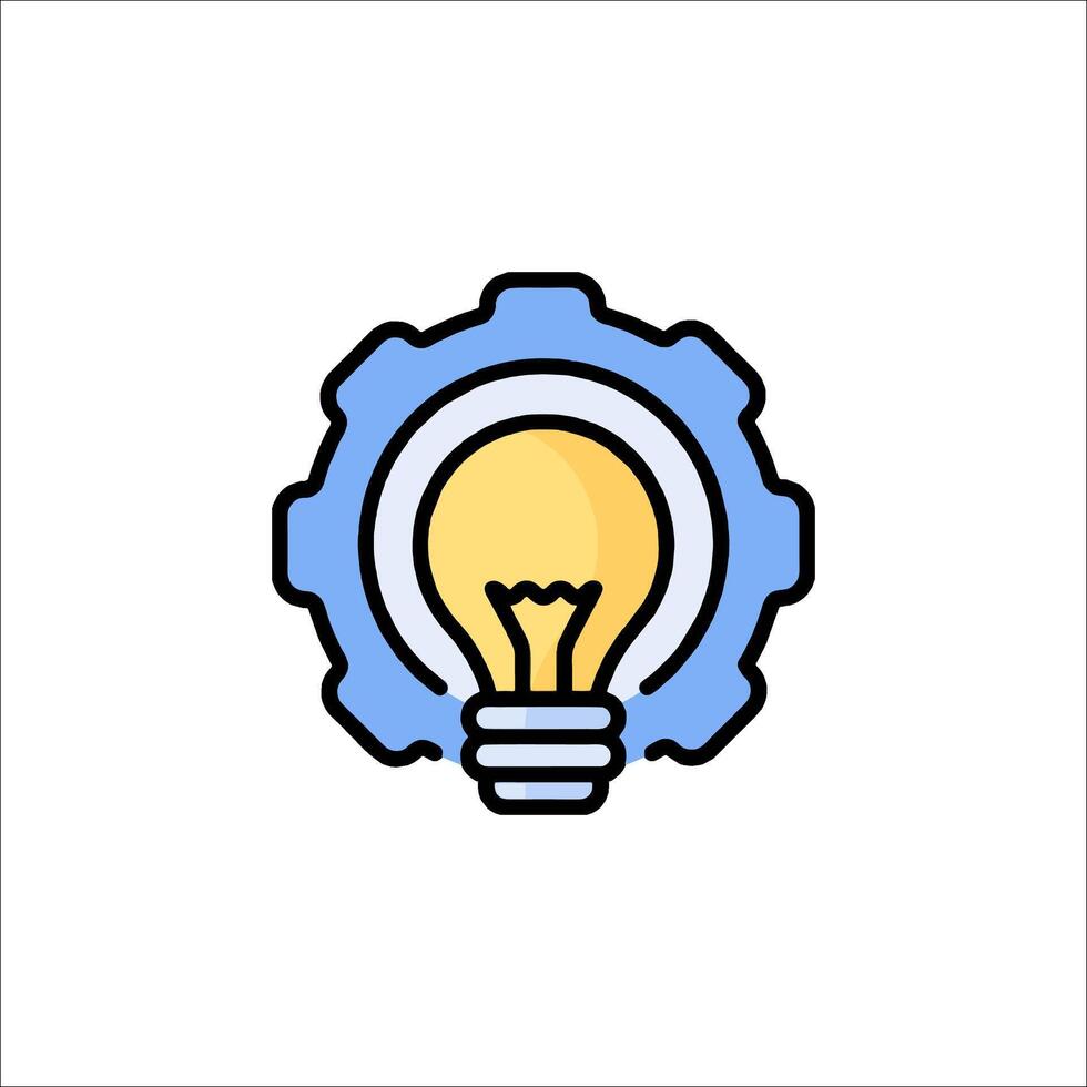 A light bulb in a gear wheel icon vector
