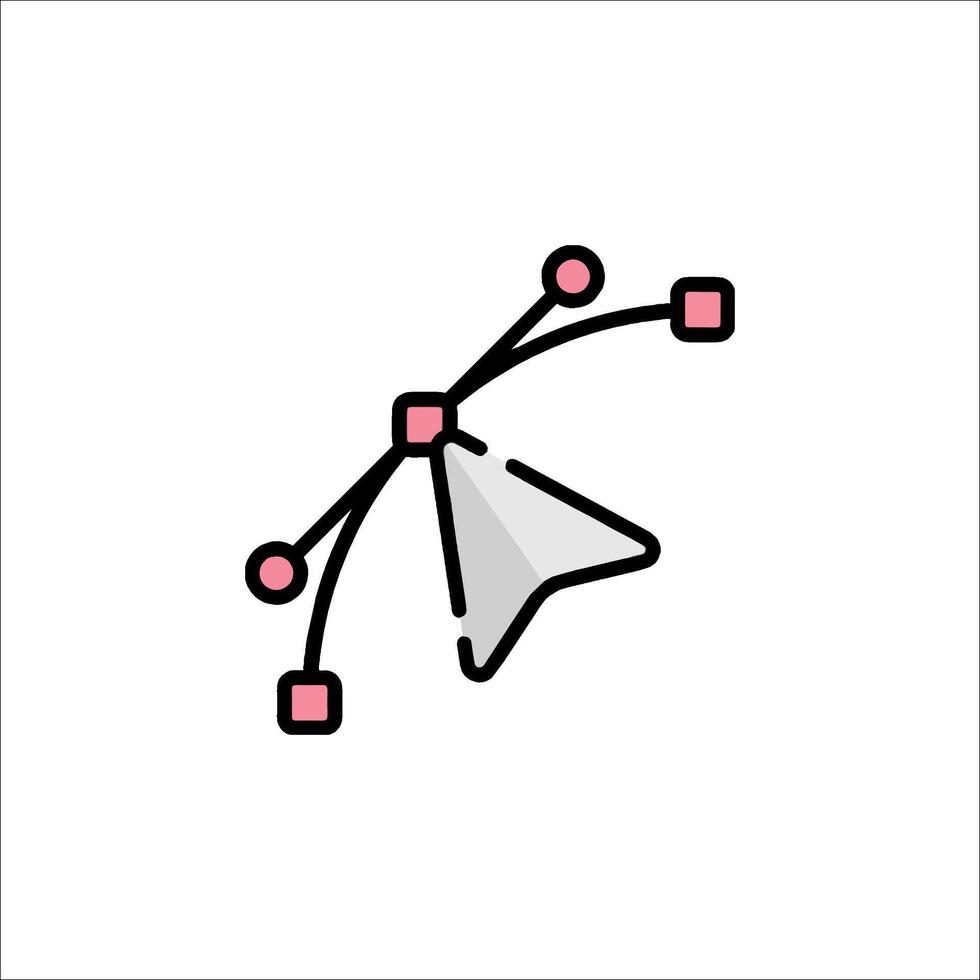 A line drawing of a plane with a dot on it vector