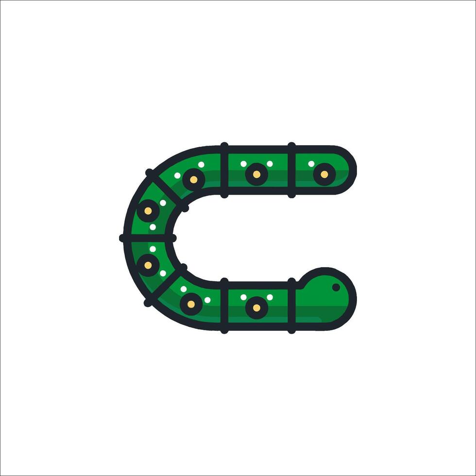 A green snake with a letter c on it vector