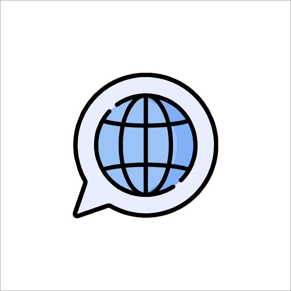 World globe icon in speech bubble illustration vector