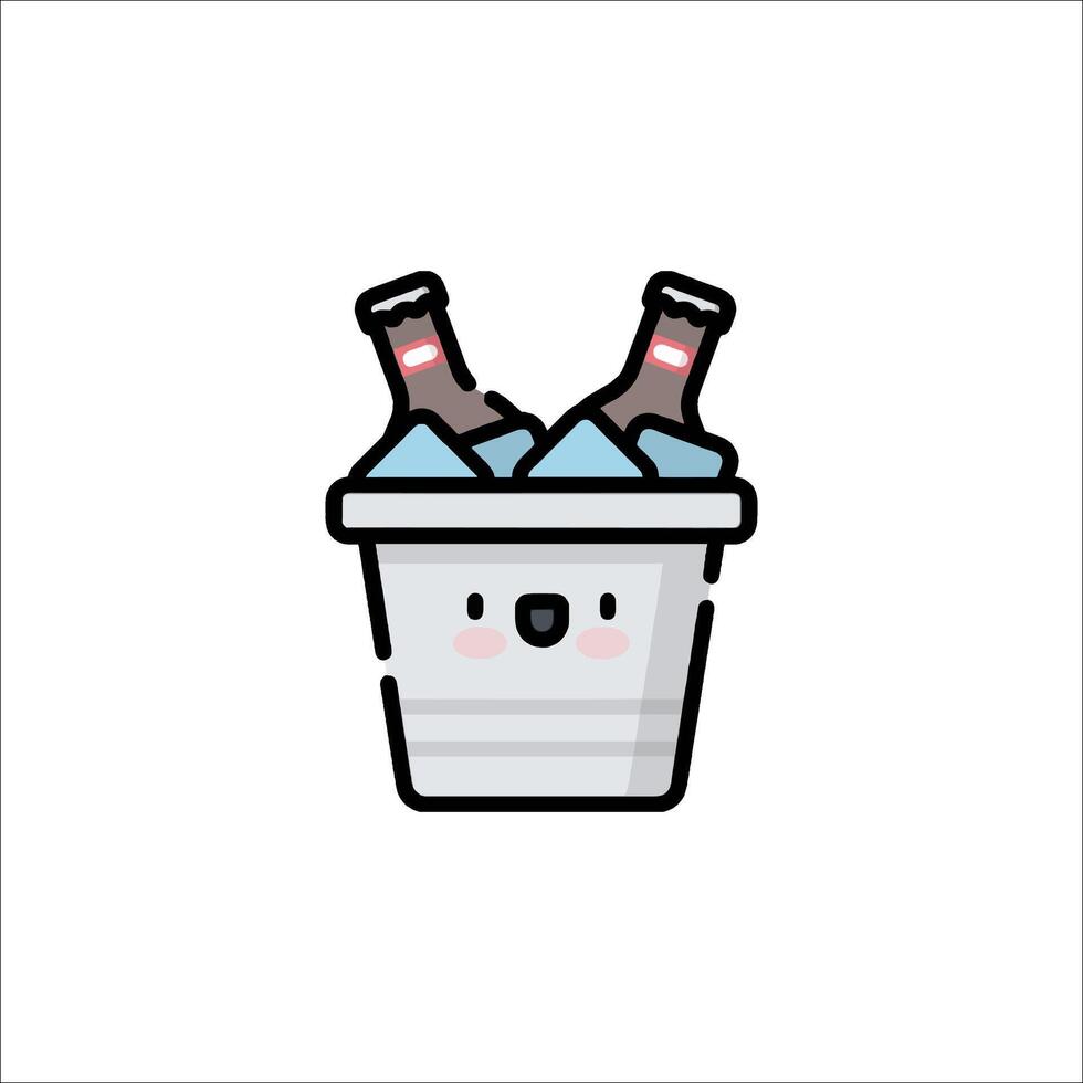 A cartoon ice bucket with two bottles of beer vector