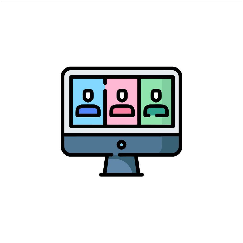 A computer monitor with people on it vector