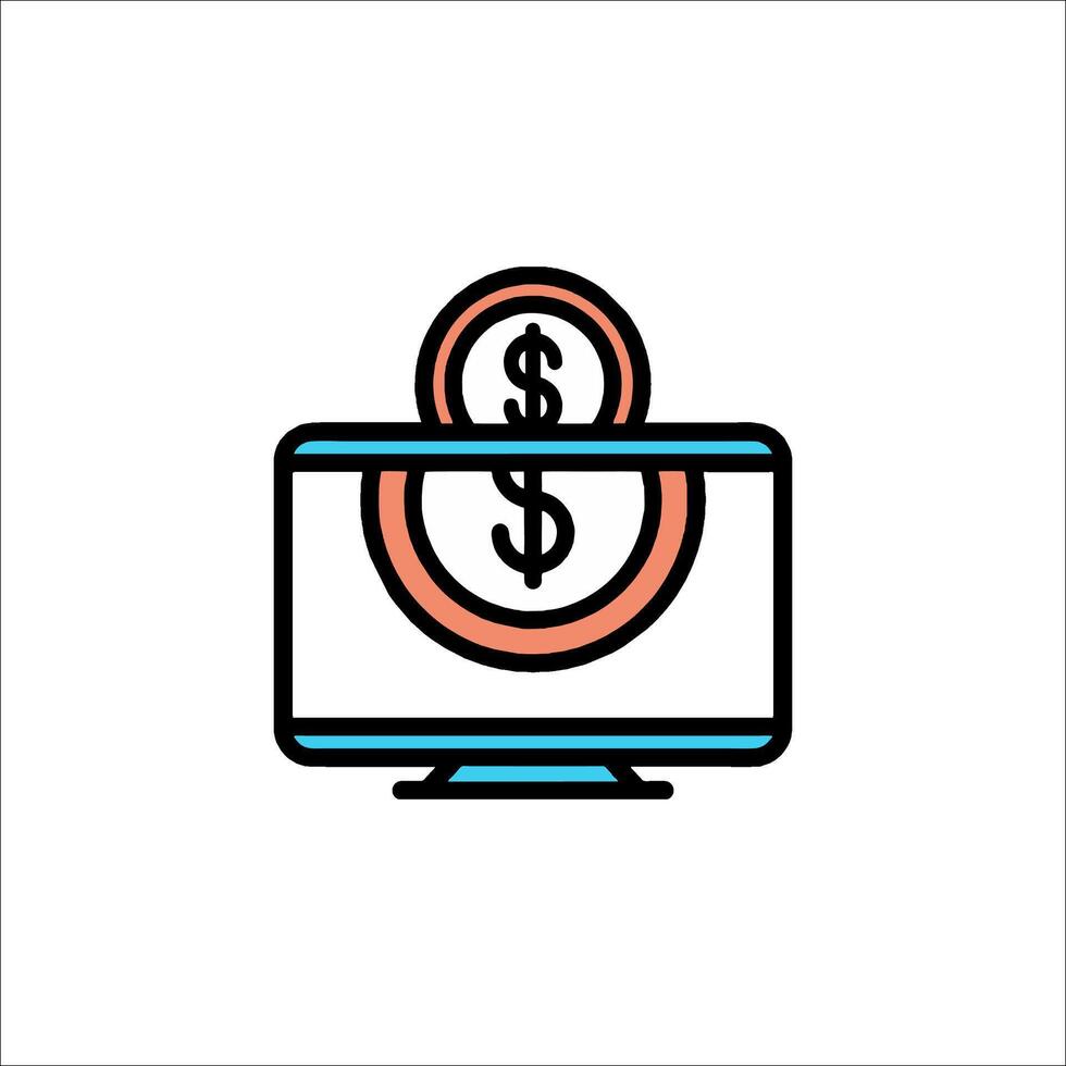 A computer screen with dollar signs on it vector