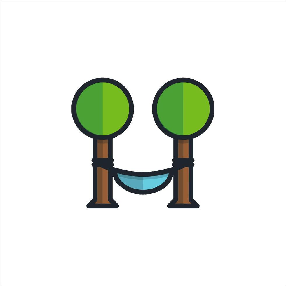 A cartoon illustration of two trees with a hammock vector