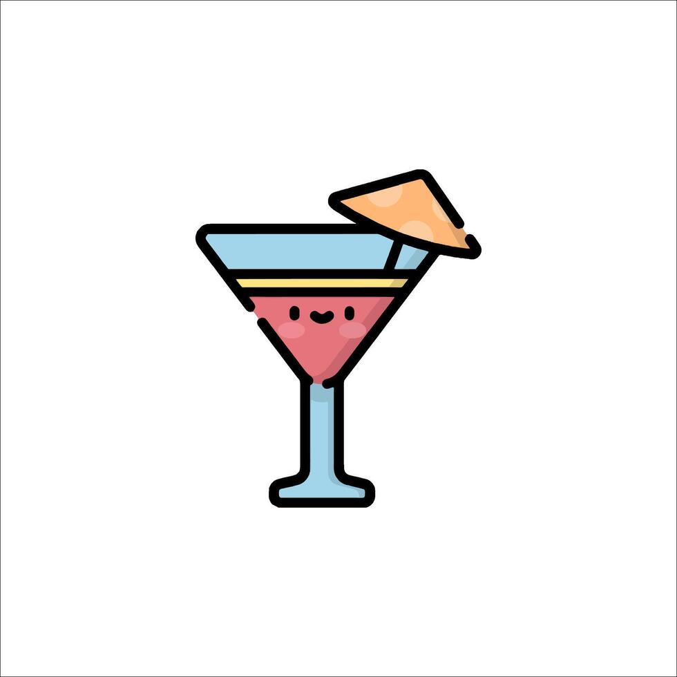 A cartoon drink with a straw and umbrella vector