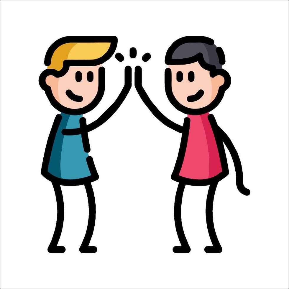 Two people giving each other high five illustration vector