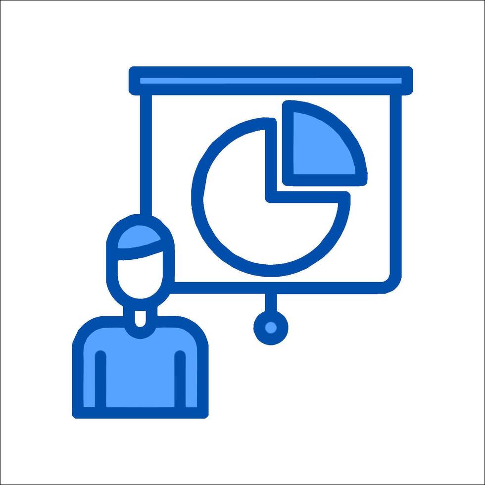 A man is standing in front of a presentation board vector