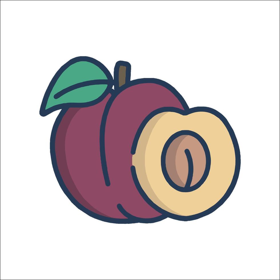 A peach with a slice cut out of it vector