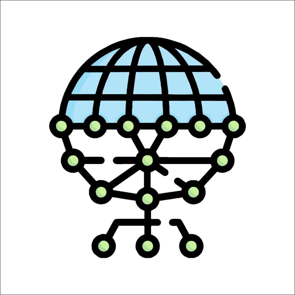 A globe with dots on it and a small green dot vector