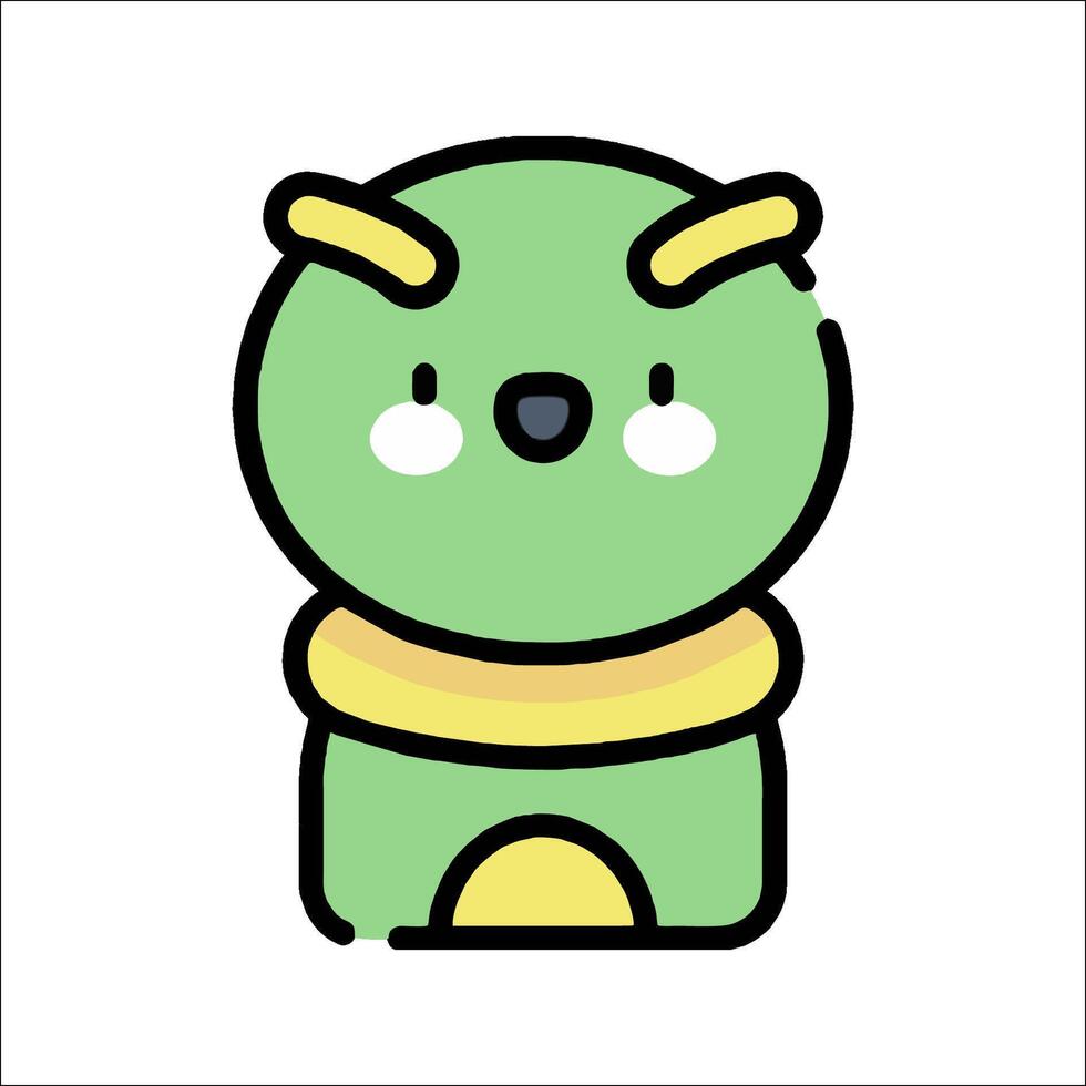 A green and yellow cartoon character with a big head vector