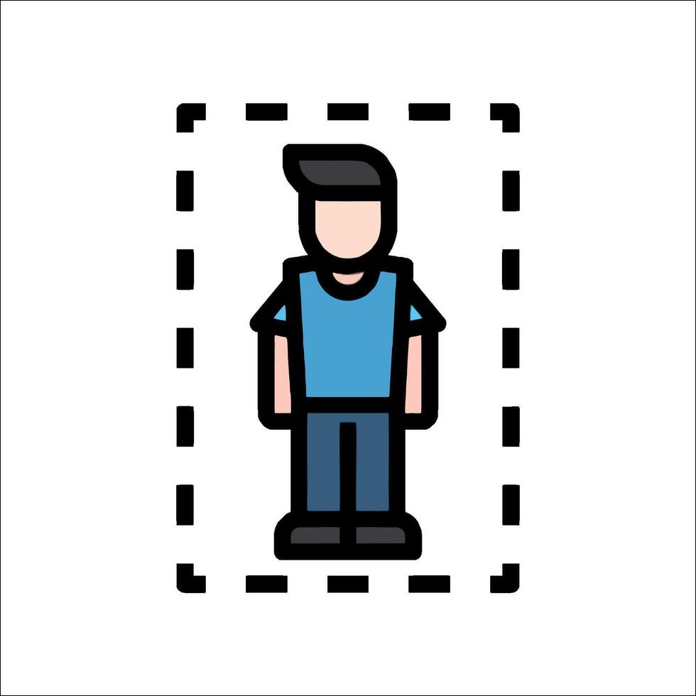 A man in a blue shirt is standing in a square vector