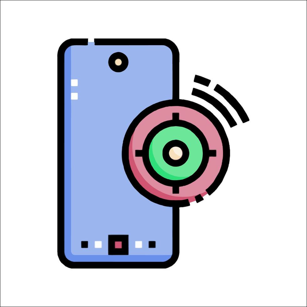 A phone with a camera on it and a target vector