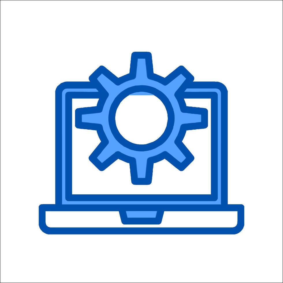 A laptop with a gear icon on it vector