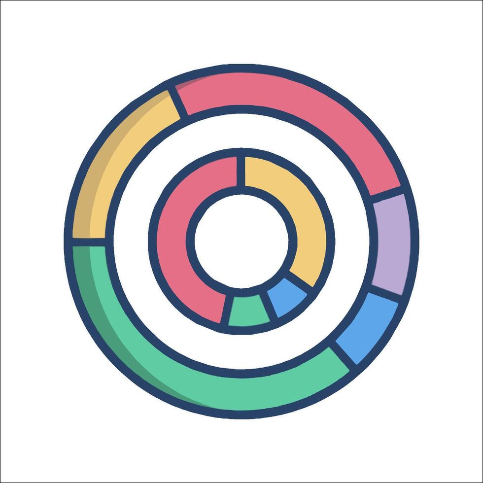 A colorful circle icon with a circle in the middle vector