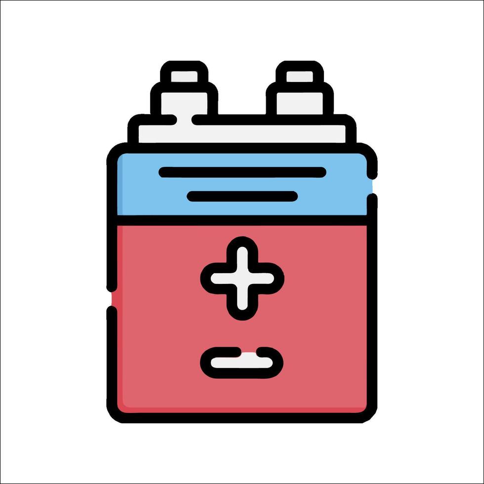 A battery icon with a red and blue color vector
