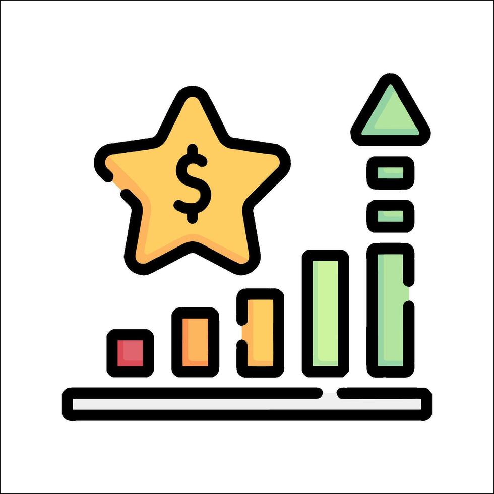 A star and a dollar sign on a bar chart vector