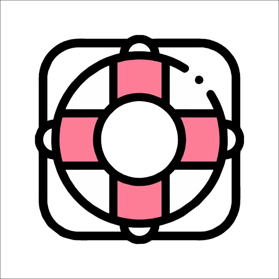 A pink and white life preserver icon vector