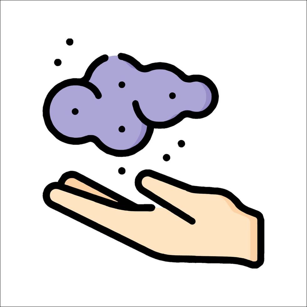 Hand with a cloud icon on white background vector