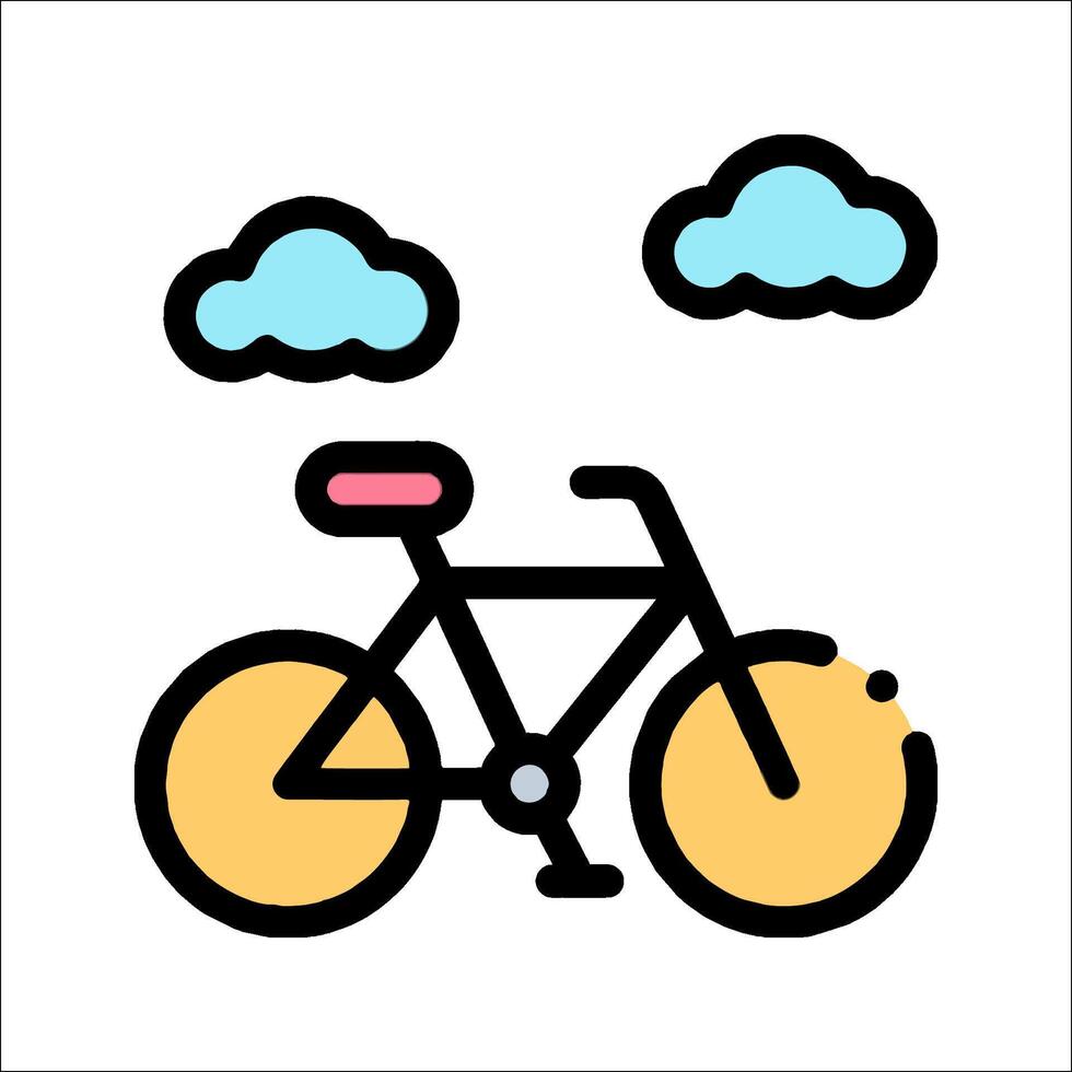 Bicycle icon with clouds and clouds illustration vector