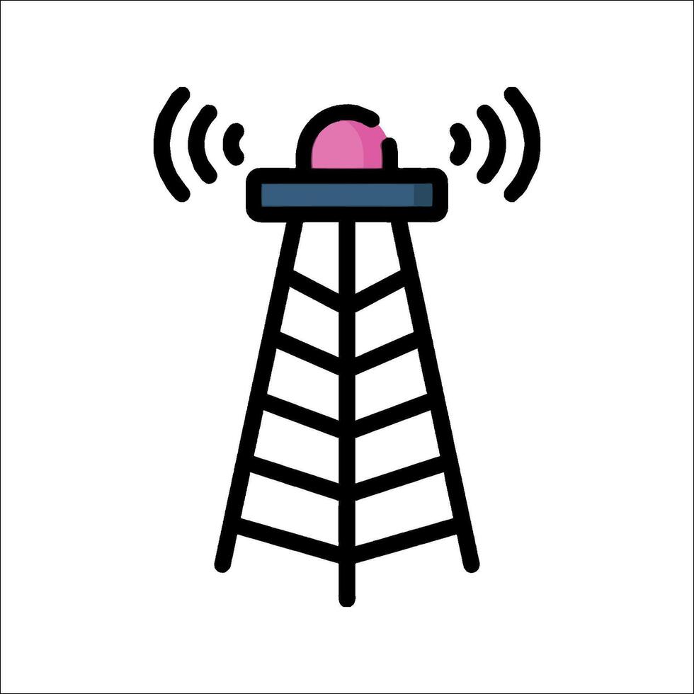 A radio tower with a pink ball on top vector