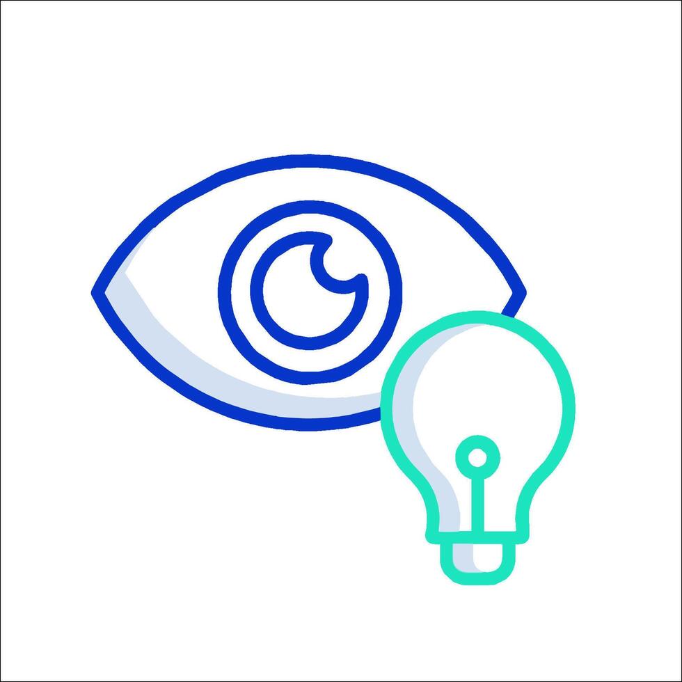 An eye with a light bulb and a circle vector
