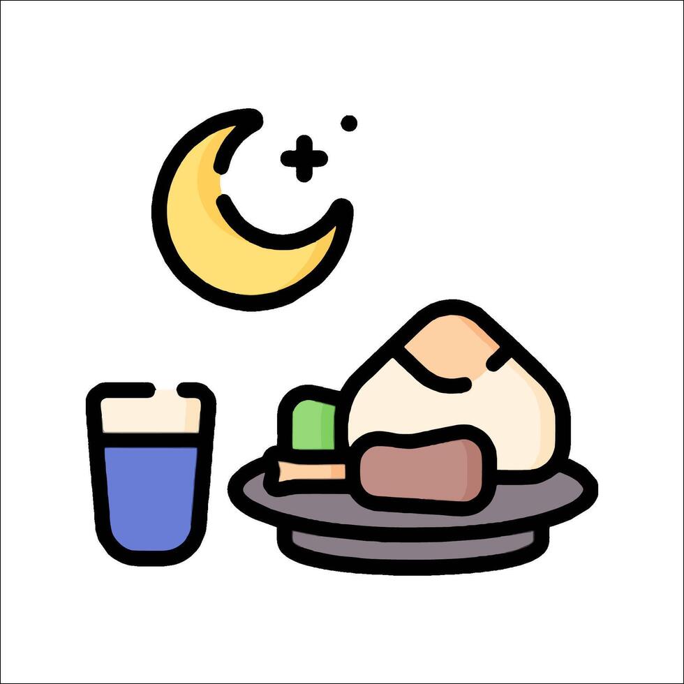 A plate with food and a glass of water vector