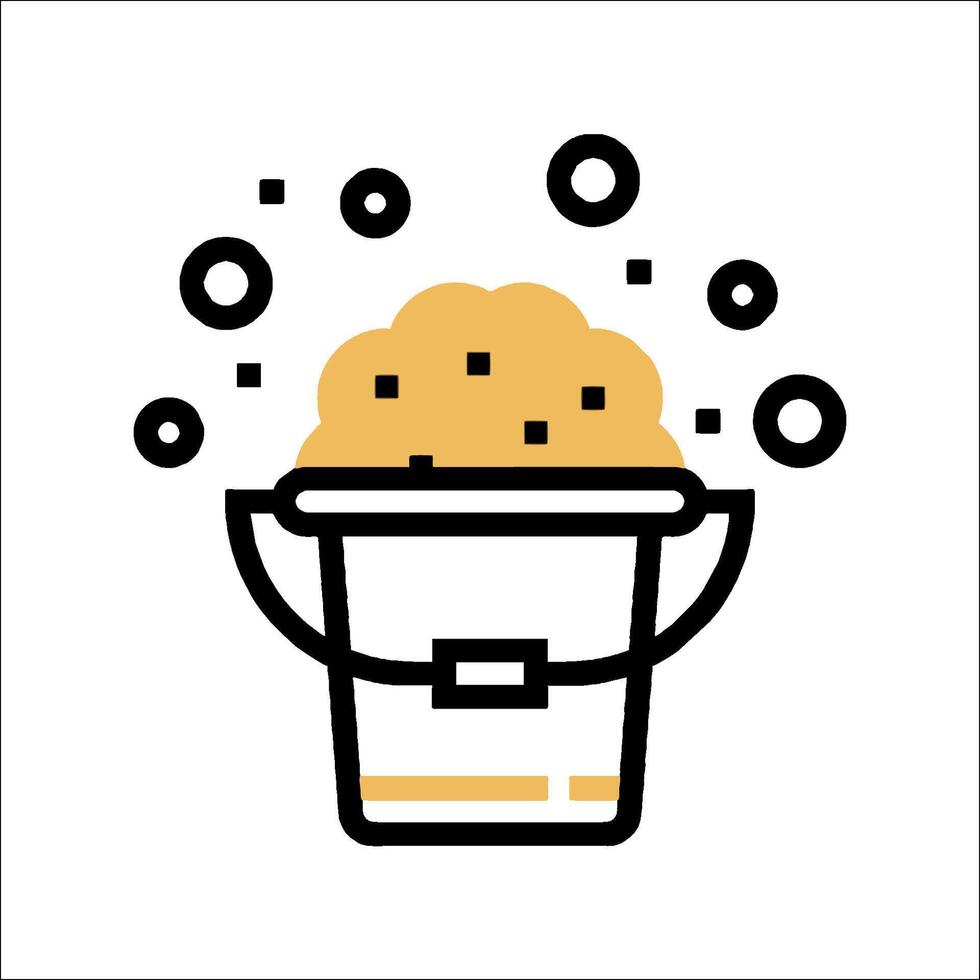 A bucket with soap and bubbles on it vector