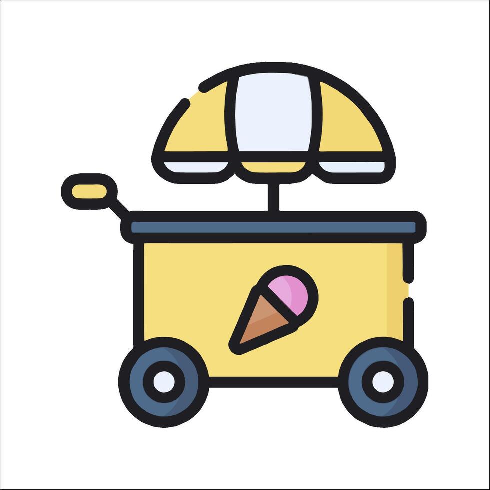 Ice cream cart icon illustration vector
