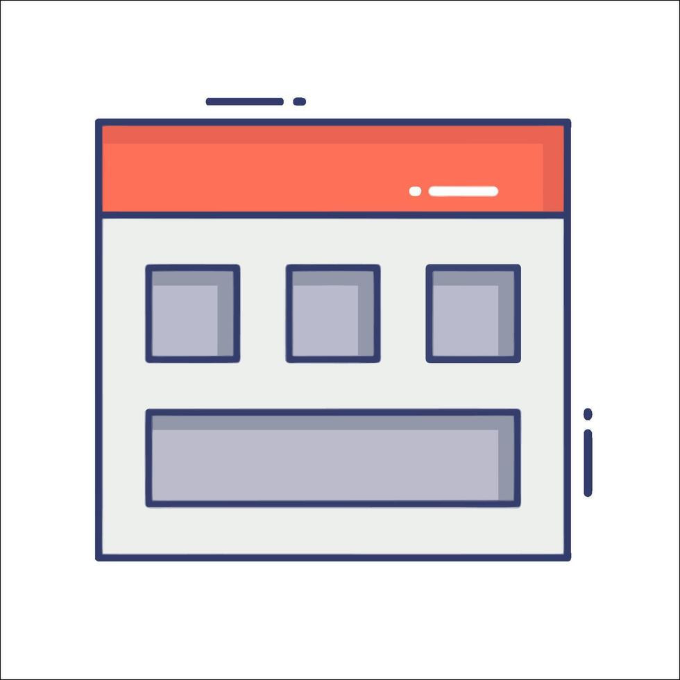 A web page with four squares on it vector