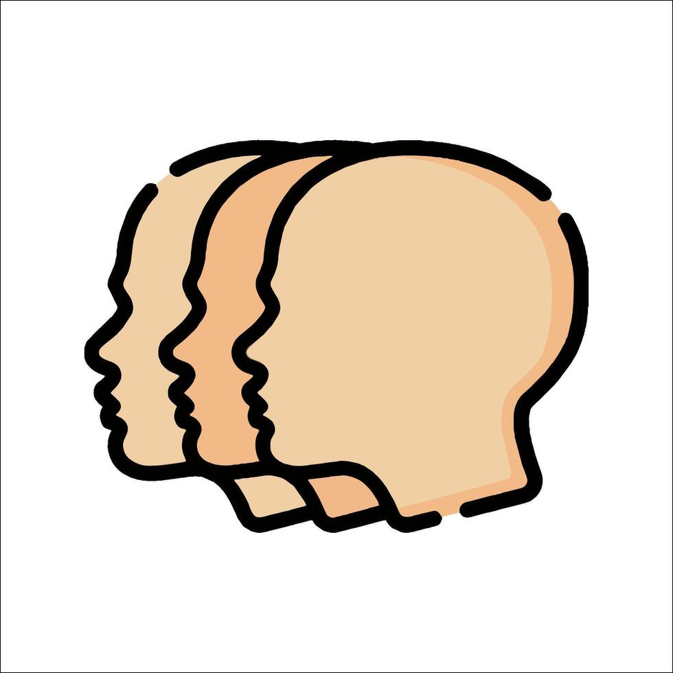Three human heads in a row on a white background vector