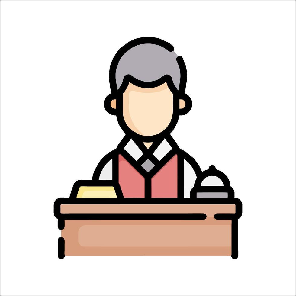 A man in a vest is sitting at a desk vector