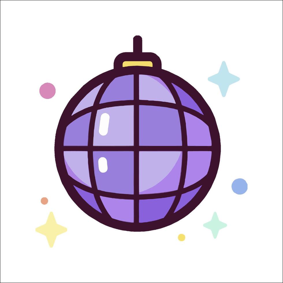 A purple disco ball with stars on it vector