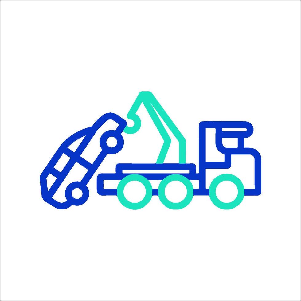 A tow truck with a car on it vector