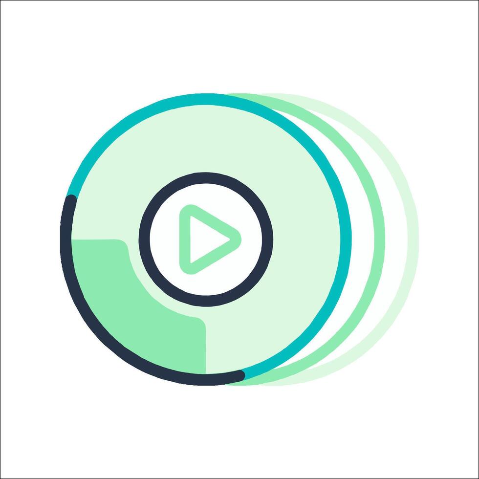 A green and blue icon with a play button vector