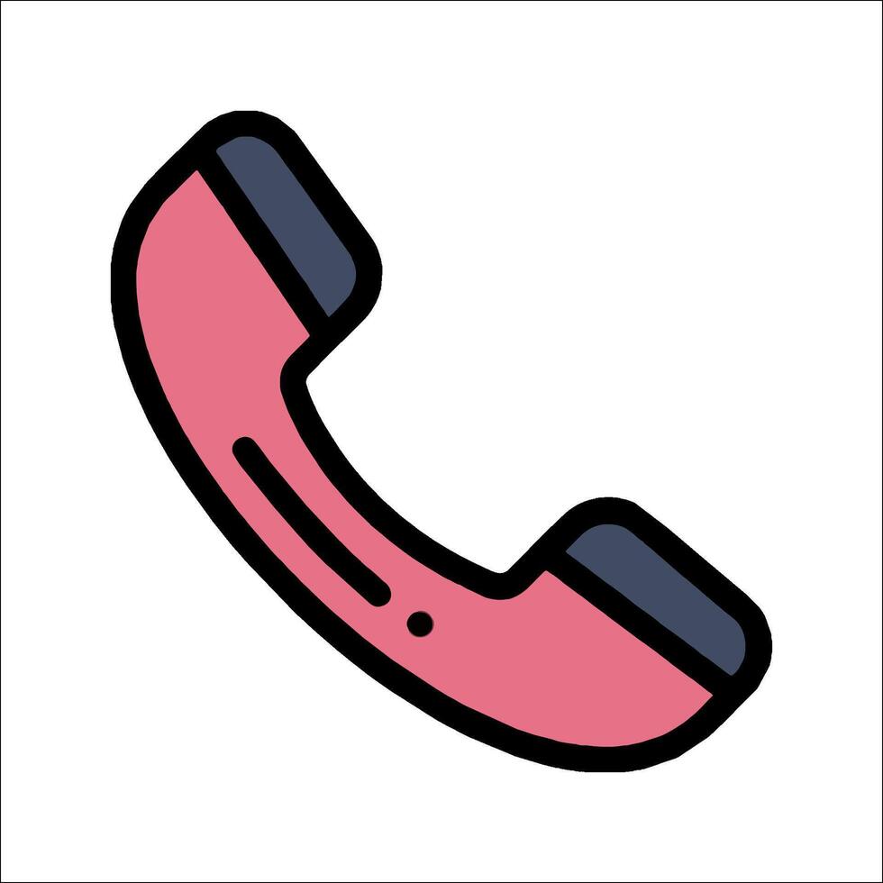 A pink telephone receiver icon on a white background vector