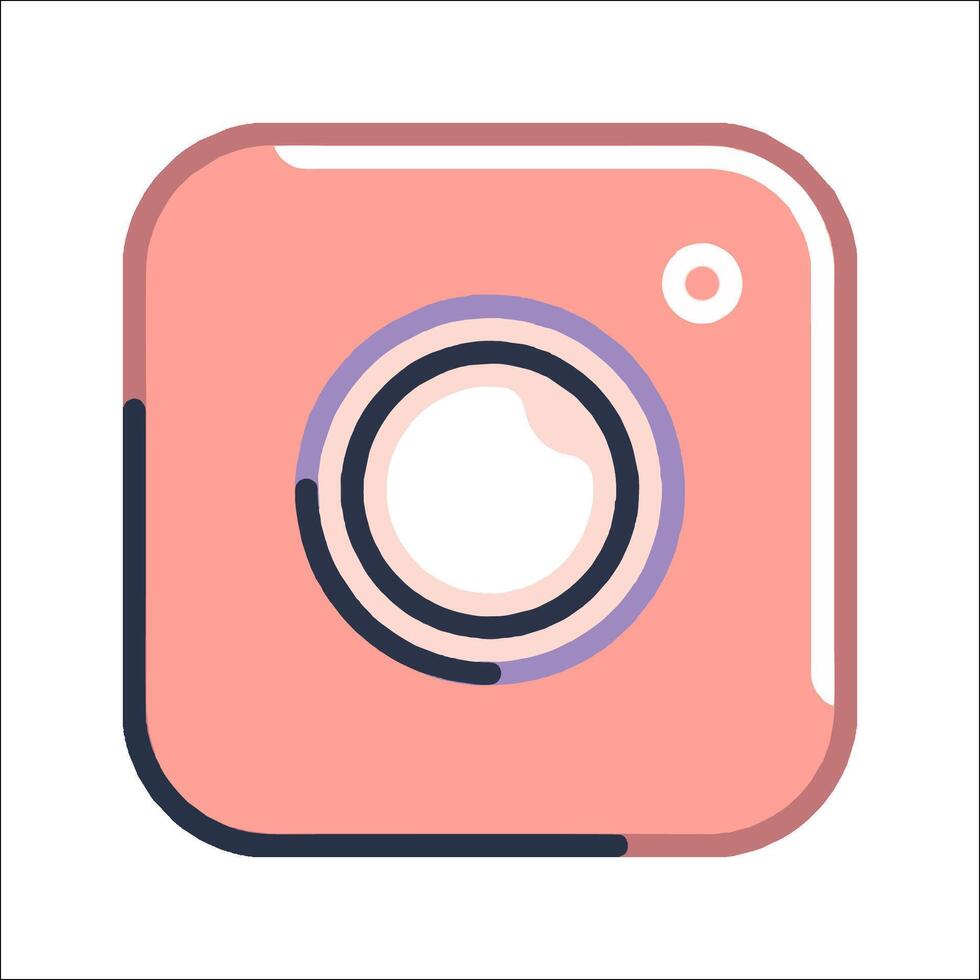 A pink square with a camera icon on it vector