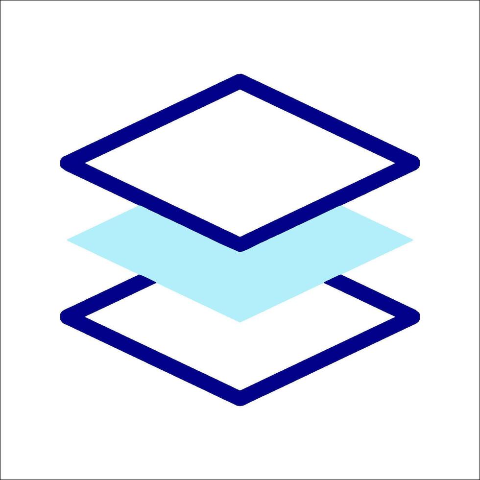 A blue and white logo with a square in the middle vector