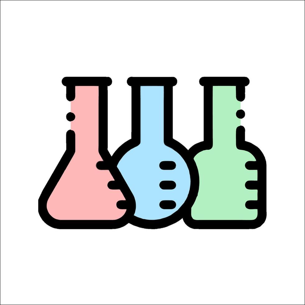 Three test tubes with different colors on a white background vector